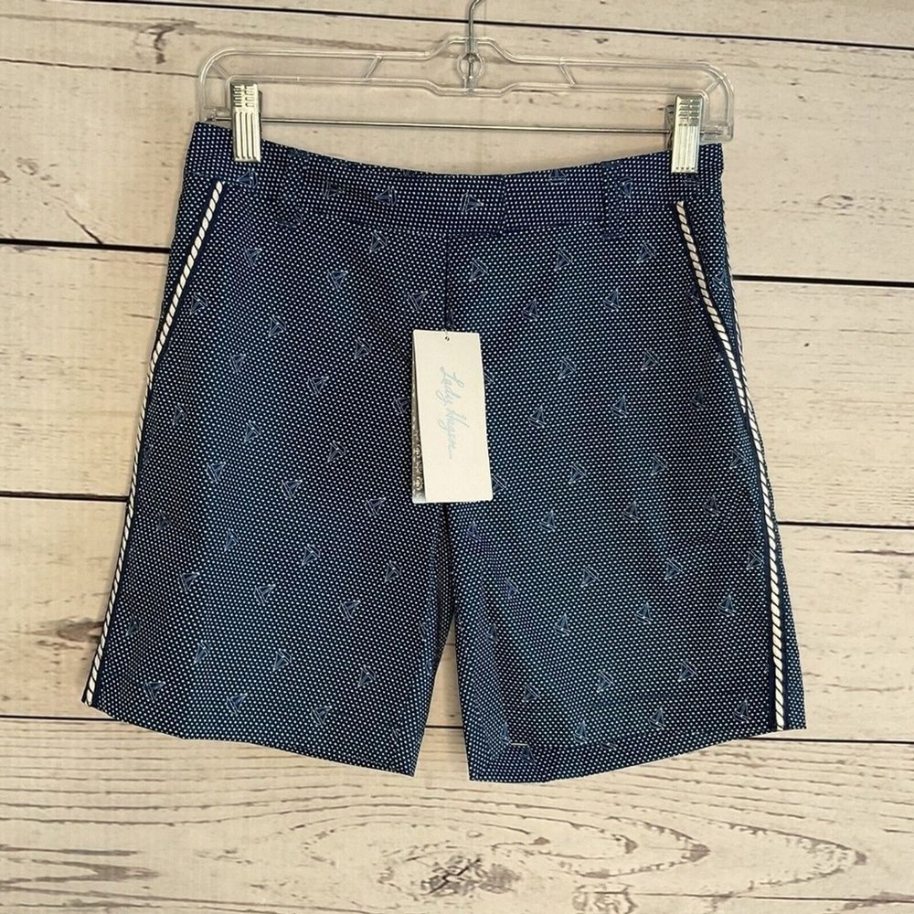 NWT Lady Hagen Preppy Sailboat Print Stretch Golf Bermuda Shorts Women 0 Vietnam
